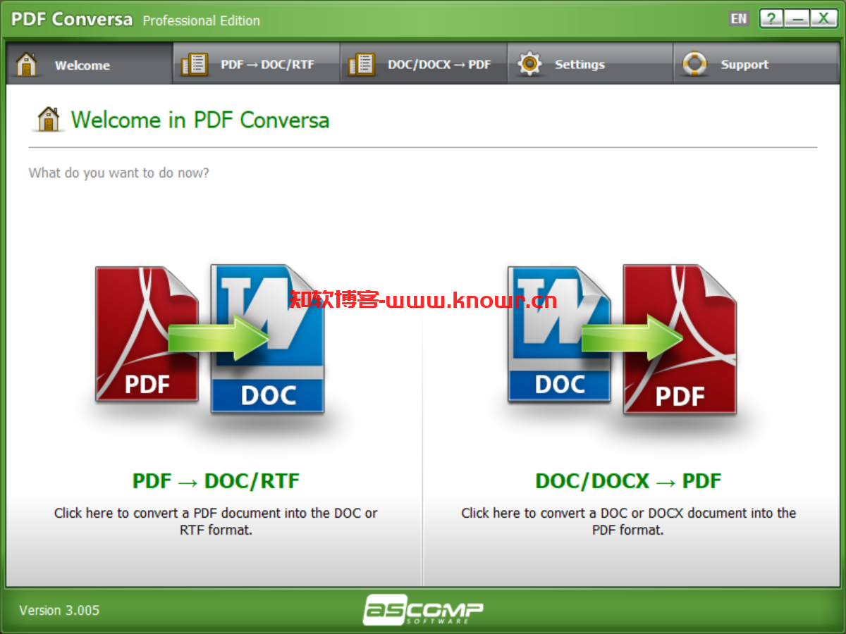 PDF转换器 ASCOMP PDF Conversa v3.005 绿色破解版